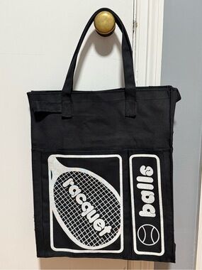 Vintage 1970’s Canvas Tennis “Racquet & Balls” Tote Bag Pickleball Sports Bags